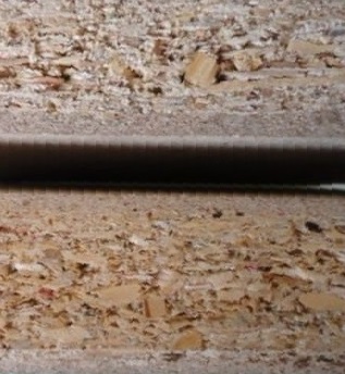 Edge view of a particle board core door